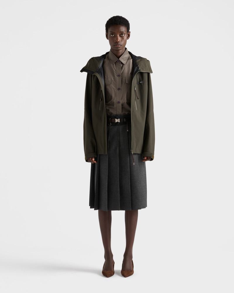Prada Pleated hopsack and technical fabric skirt outlook