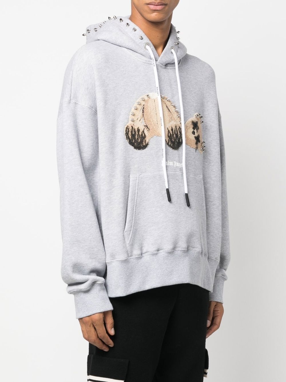 Punk bear print cotton hoodie - 5