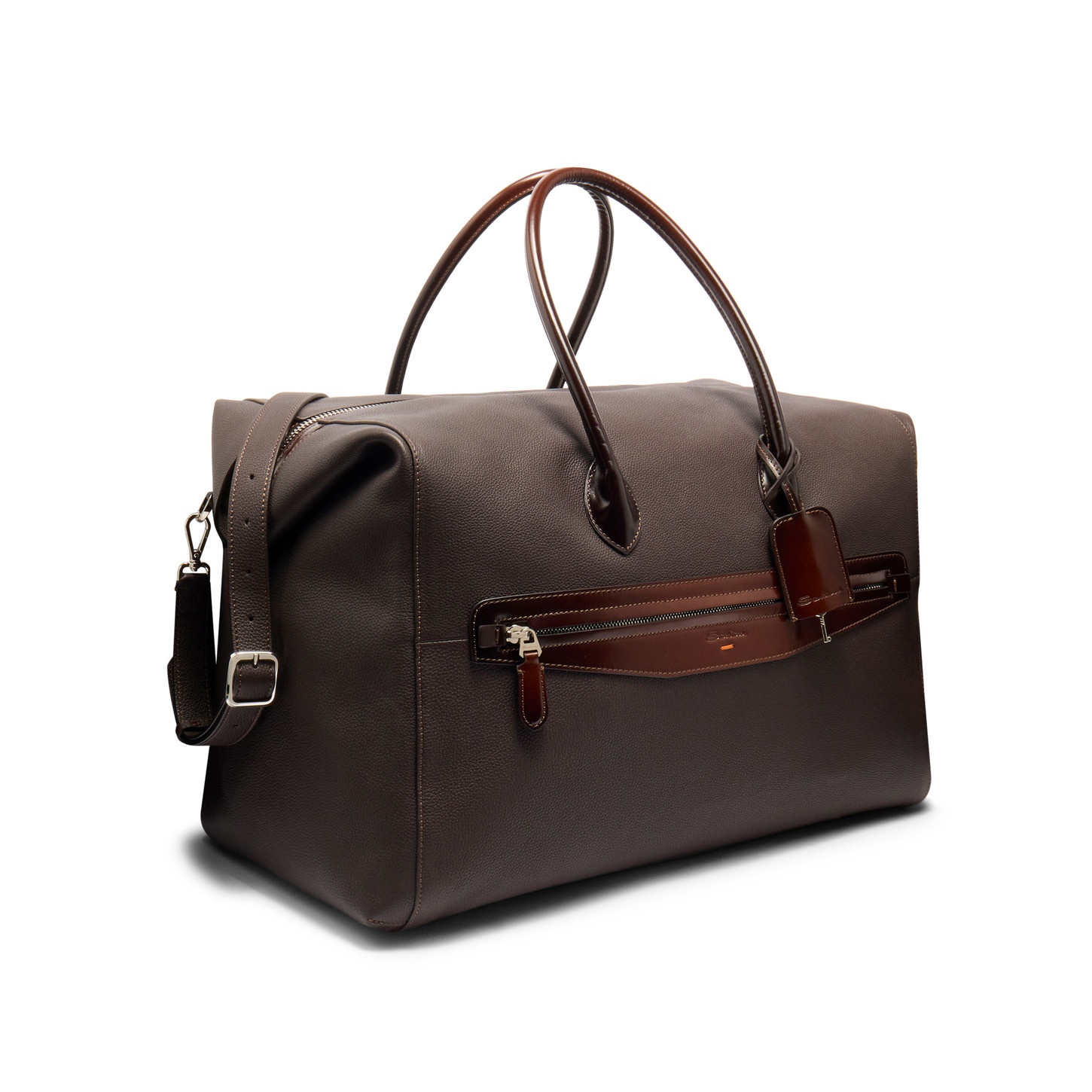 Dark brown tumbled leather weekend bag - 3
