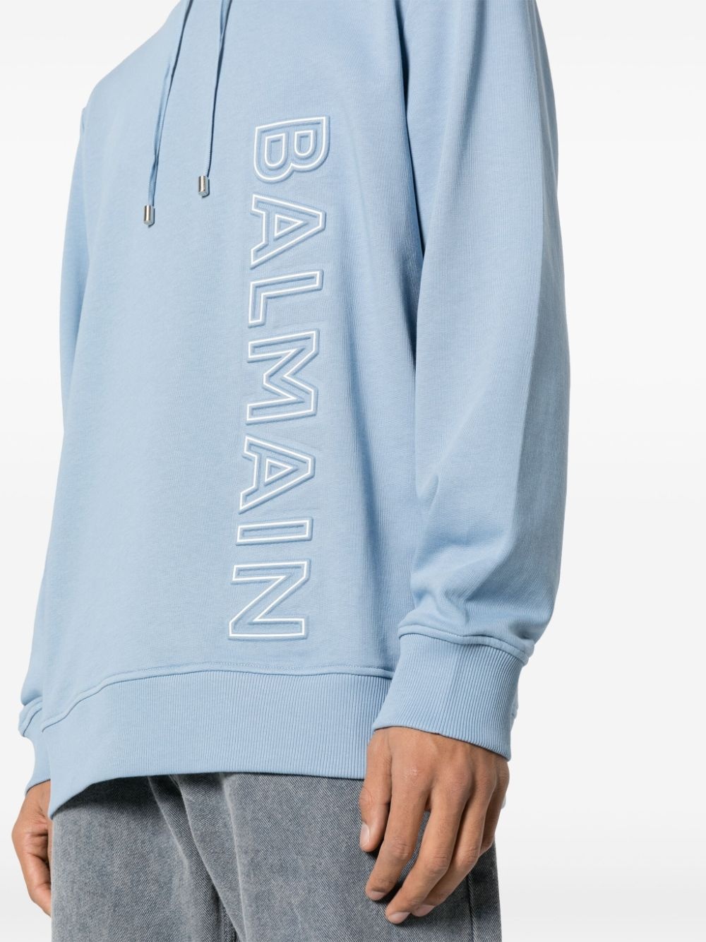 Balmain Blue Embossed Hoodie