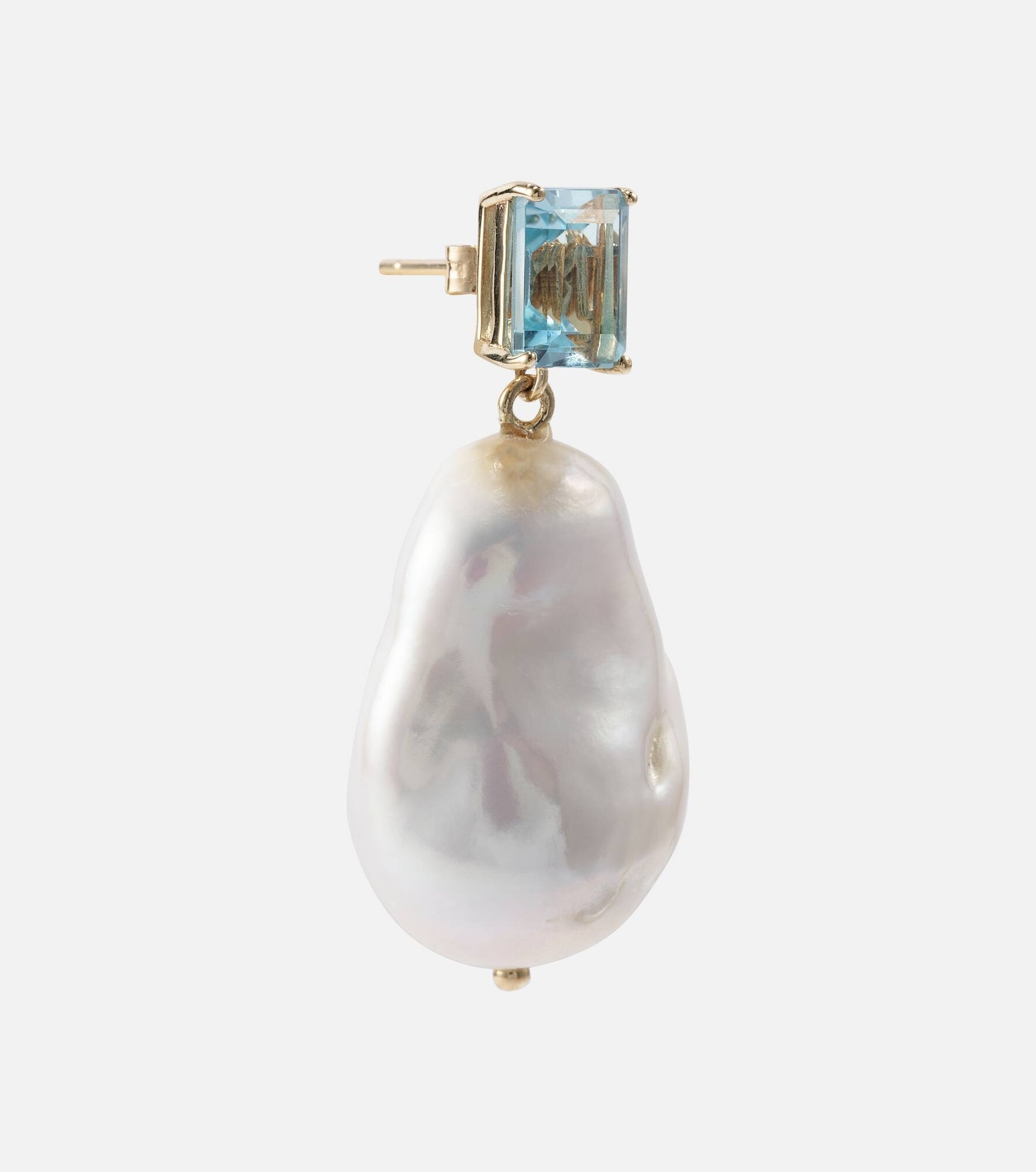 14kt gold earrings with pearls and topaz - 4