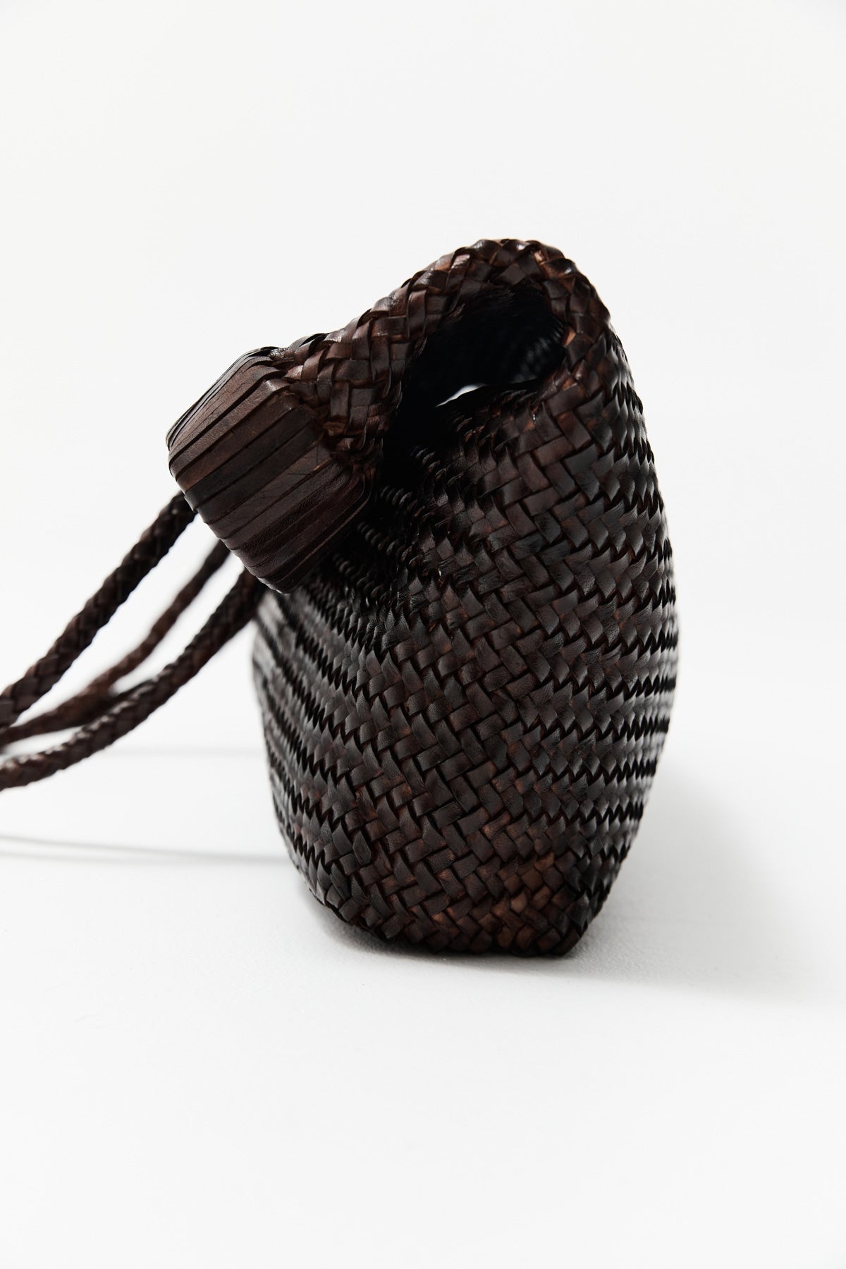 Wide Bagu Woven Tote - Chocolate - 3