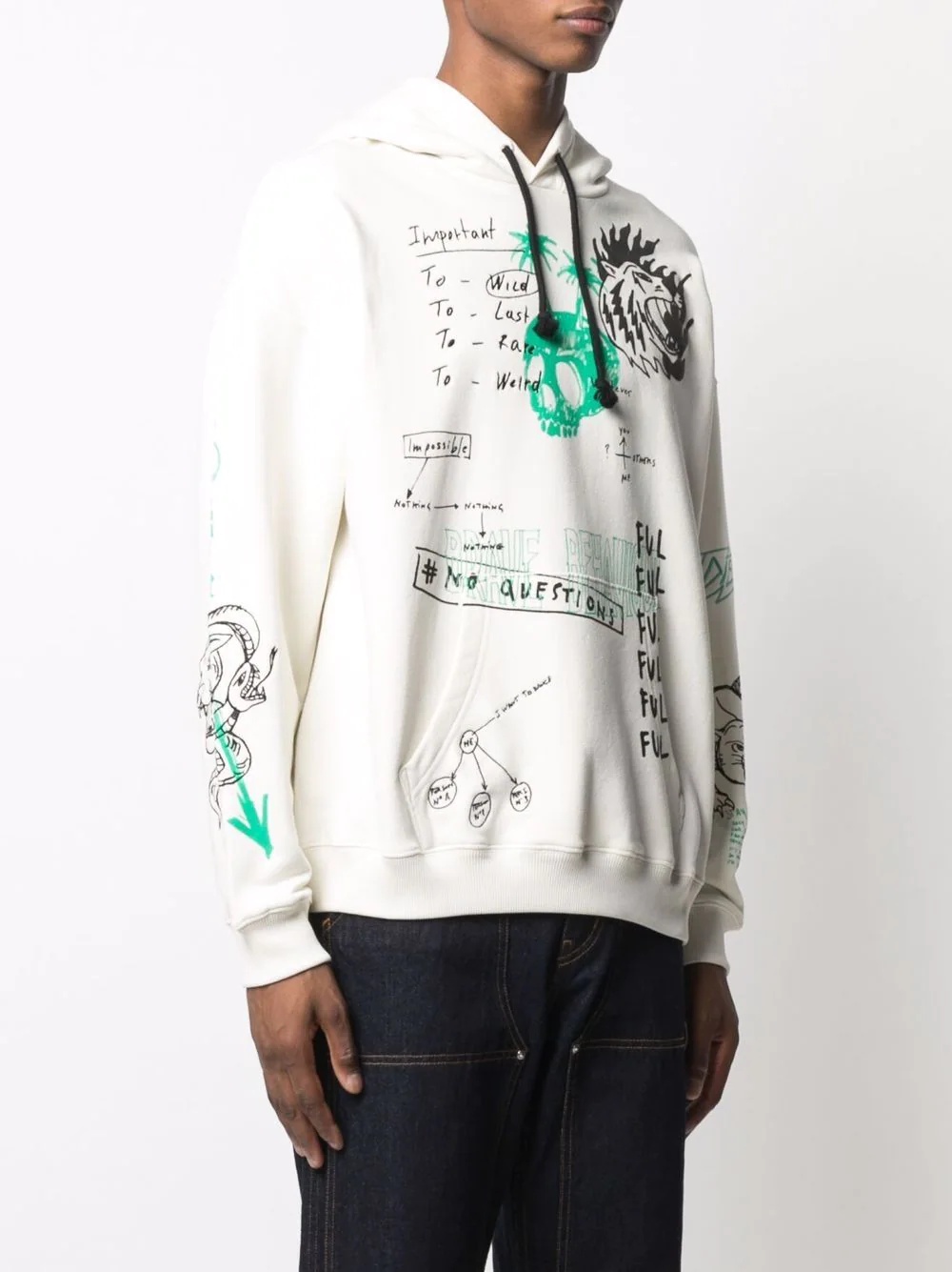 graphic-print cotton hoodie - 3