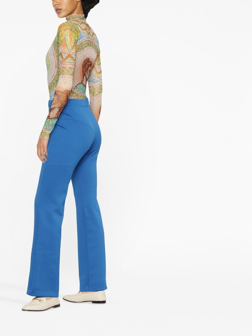 logo-charm flared trousers - 3