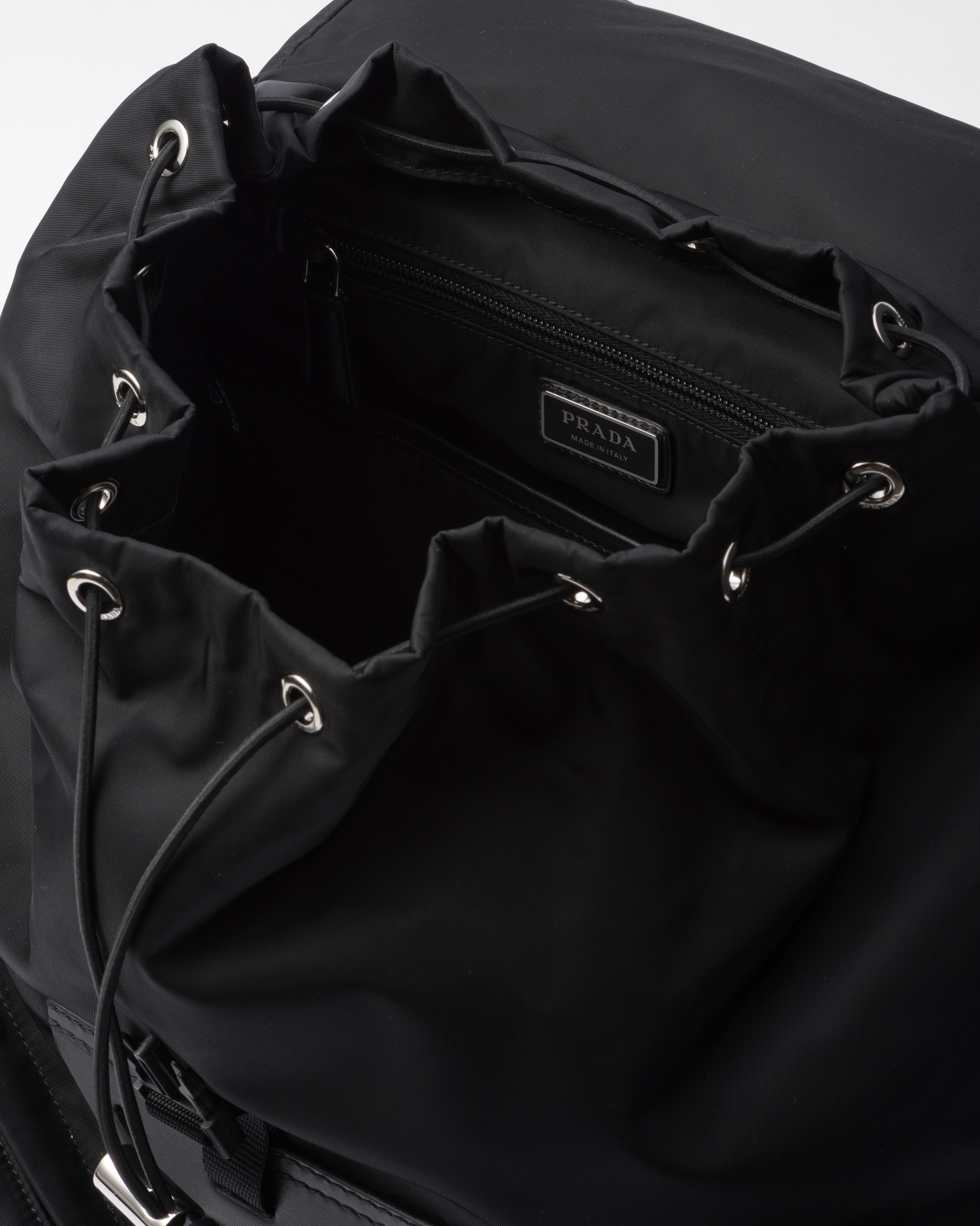 Re-Nylon and leather backpack