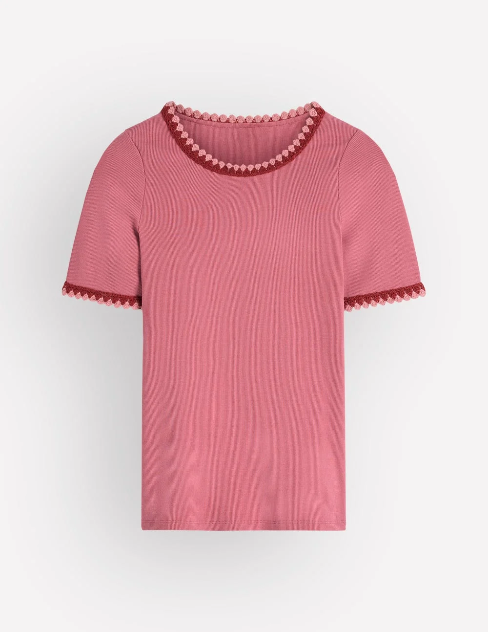 Maddie Trim Detail T-Shirt-Vintage Rose - 1