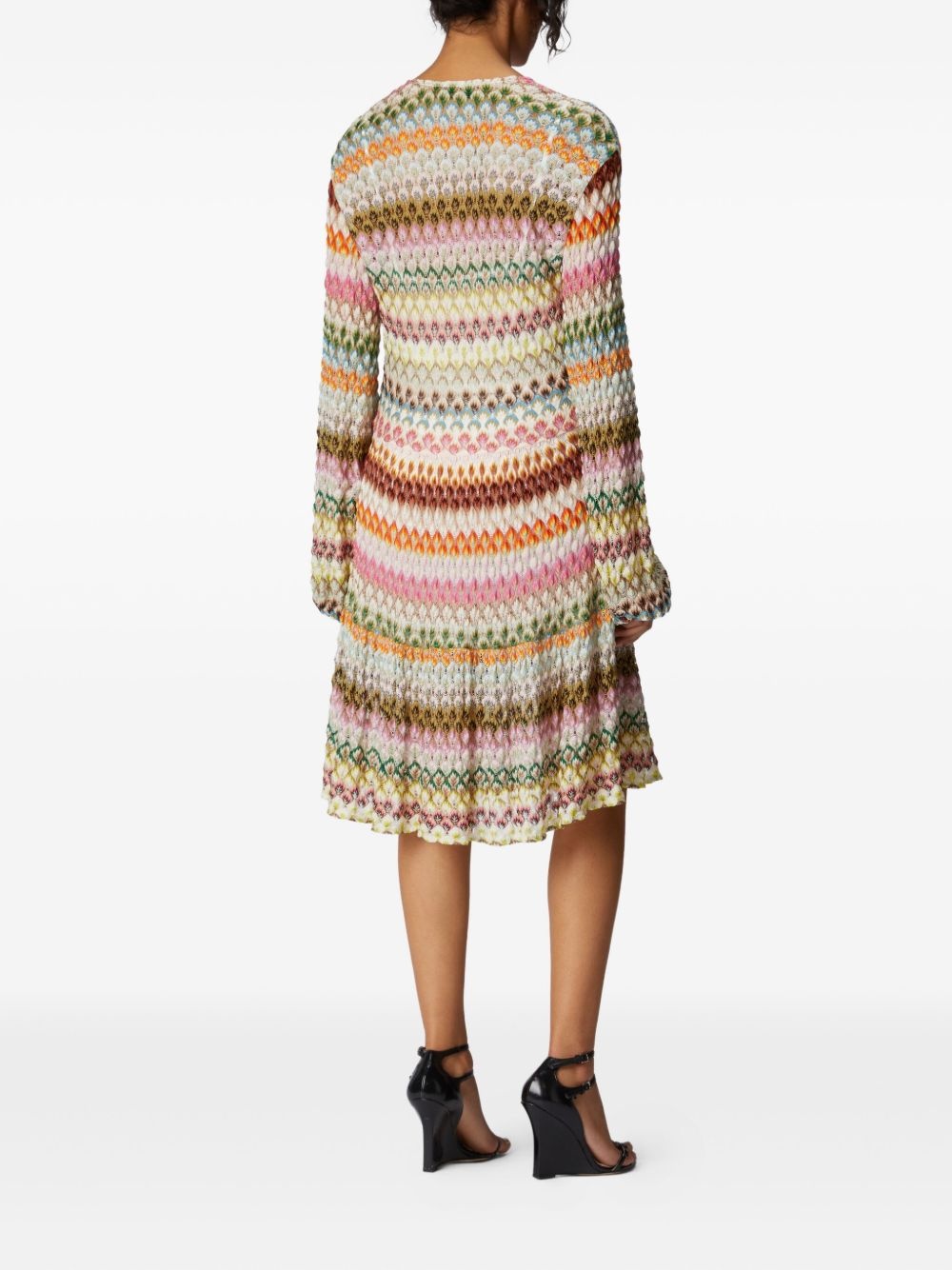 zigzag-pattern midi dress - 3