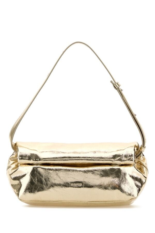 Gold leather small Rollup shoulder bag - 1