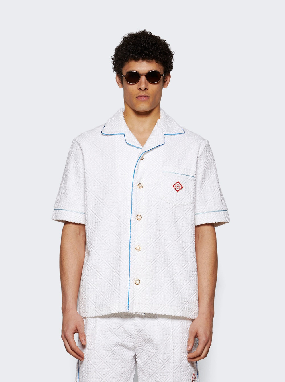 Tennis Stripe Towelling Shirt White - 2