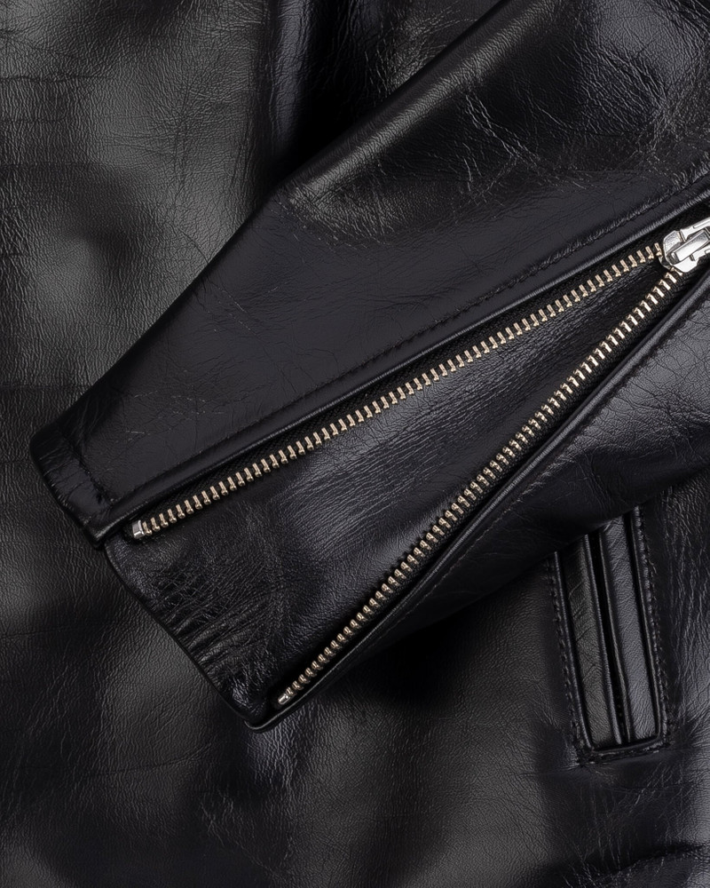 JAPANESE HORSEHIDE RIDER’S JACKET WITH COLLAR - BLACK (TEA-CORE DYED) 15