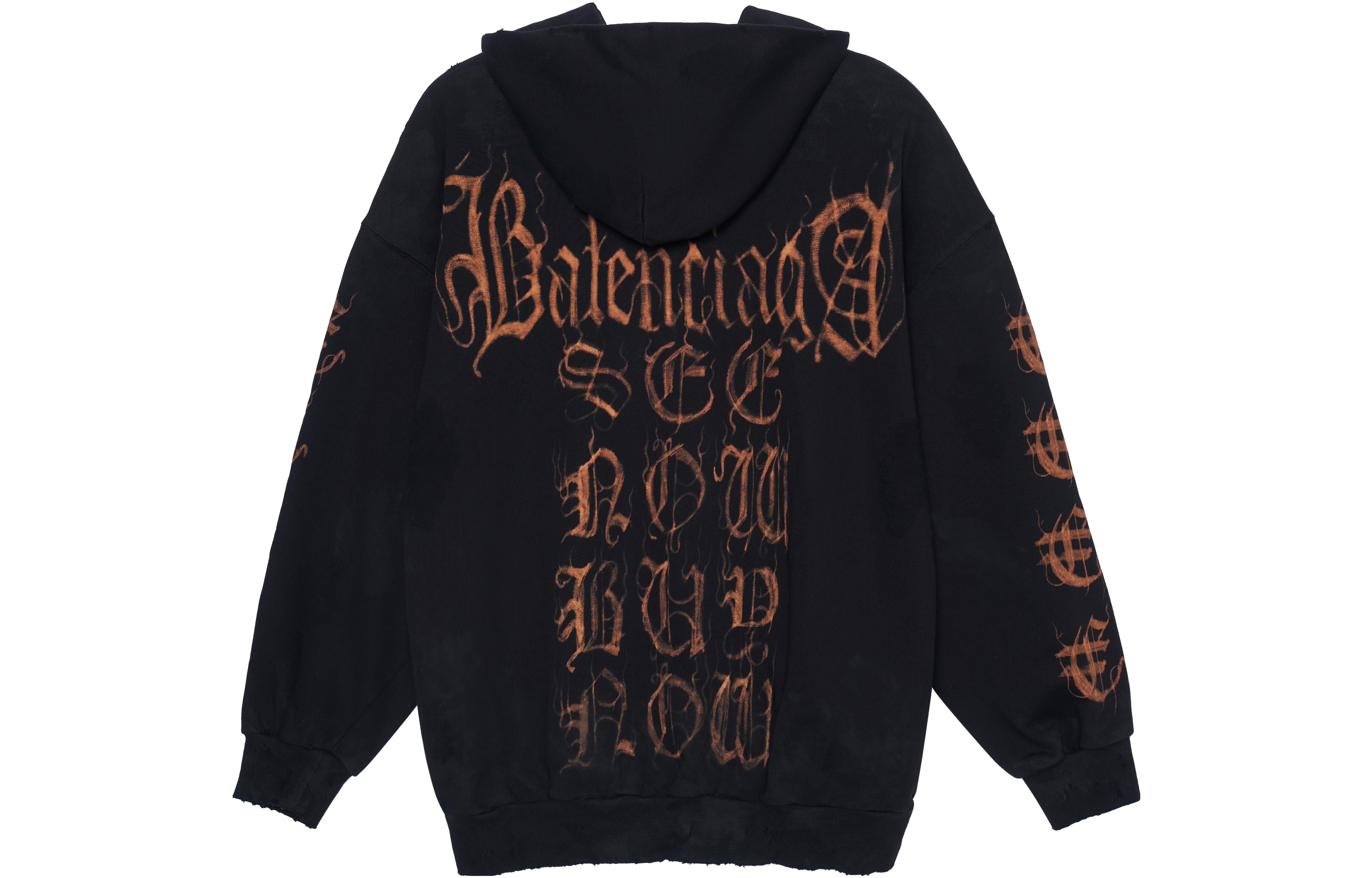 Balenciaga Heavy Metal Zip-Up Hoodie Small Fit 'Black Faded' 744454TOVD81055 - 2