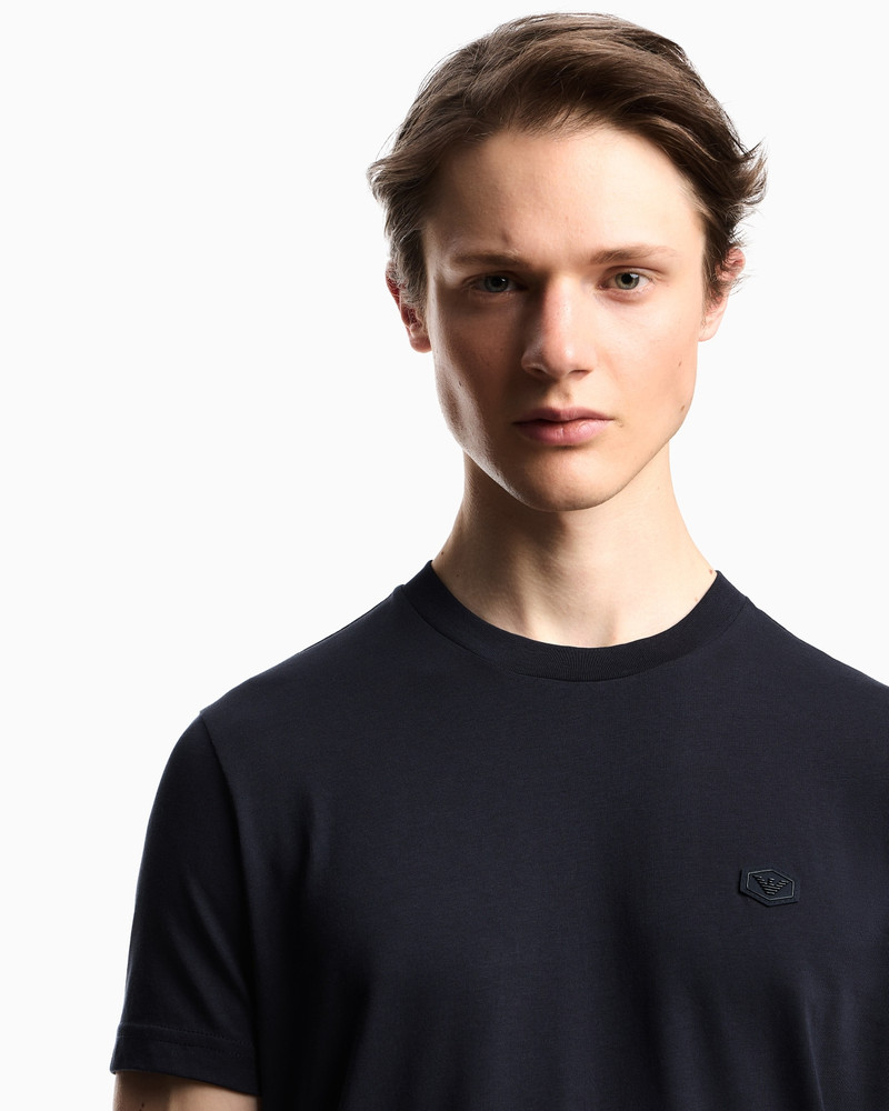 Supima jersey T-shirt with micro logo patch 5