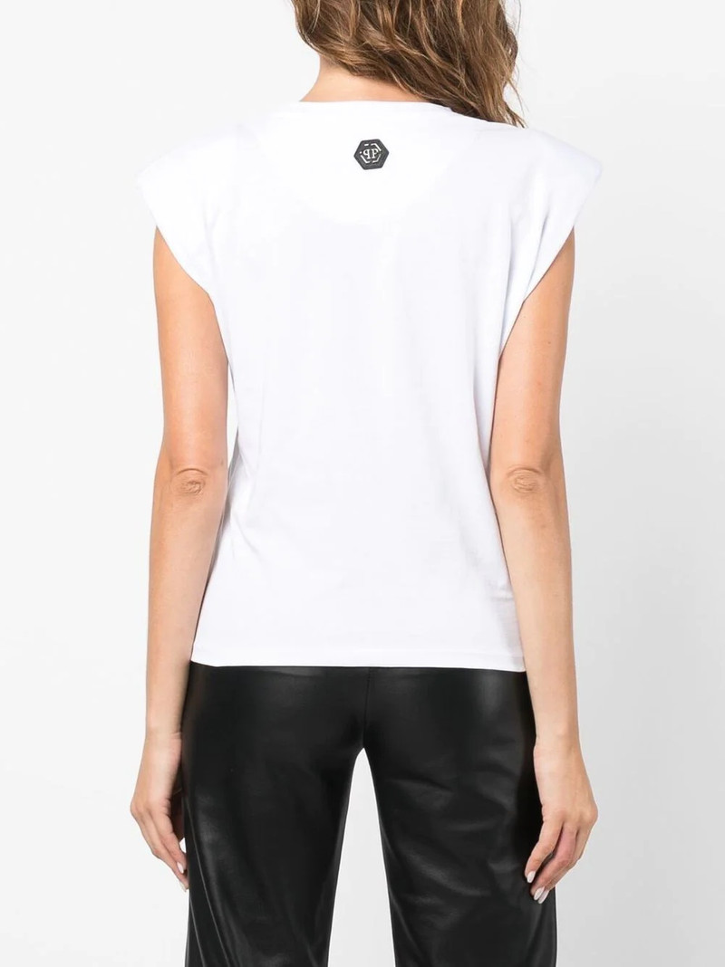 Skull-print Padded-shoulder tank top 4