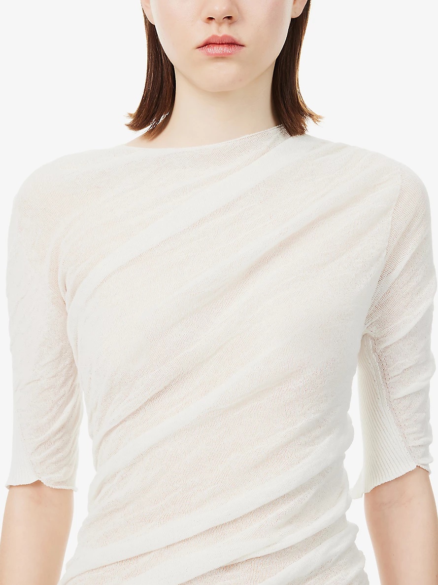 Ambiguous high-neck cotton-blend knit mini dress - 5