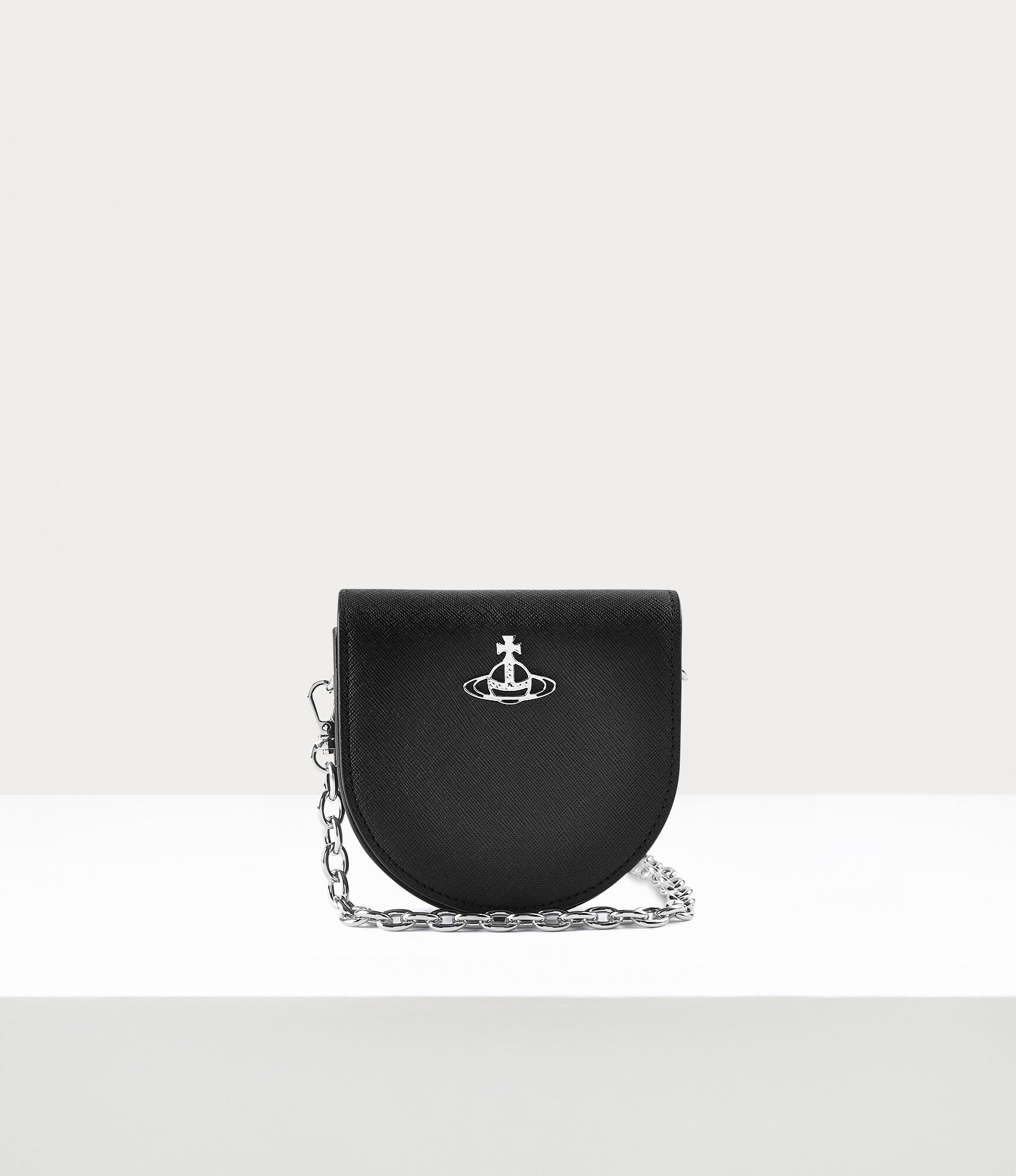 Vivienne Westwood Saffiano Leather Saddle Bag In Black