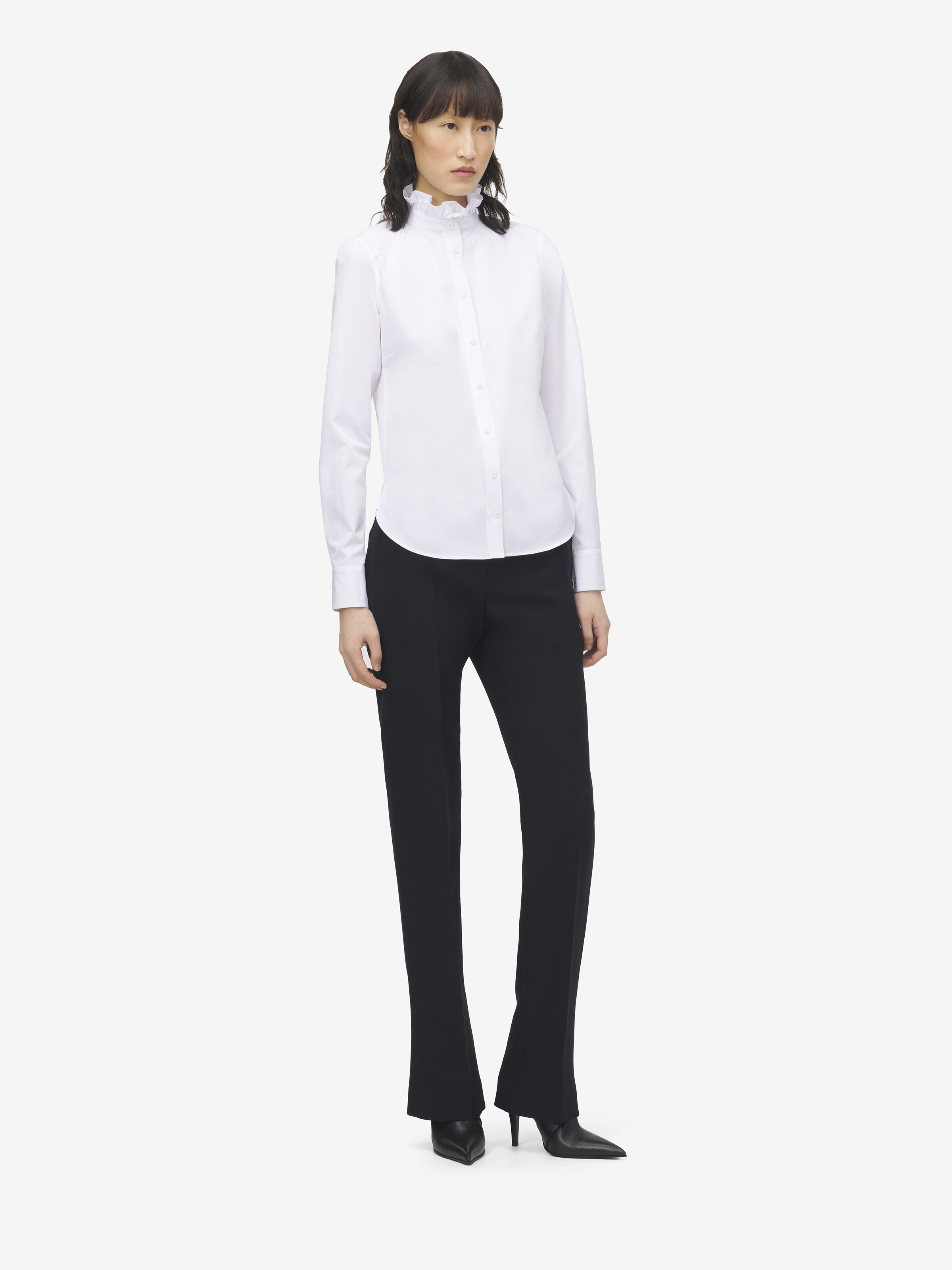 Ruffle Neck Poplin Shirt - 3