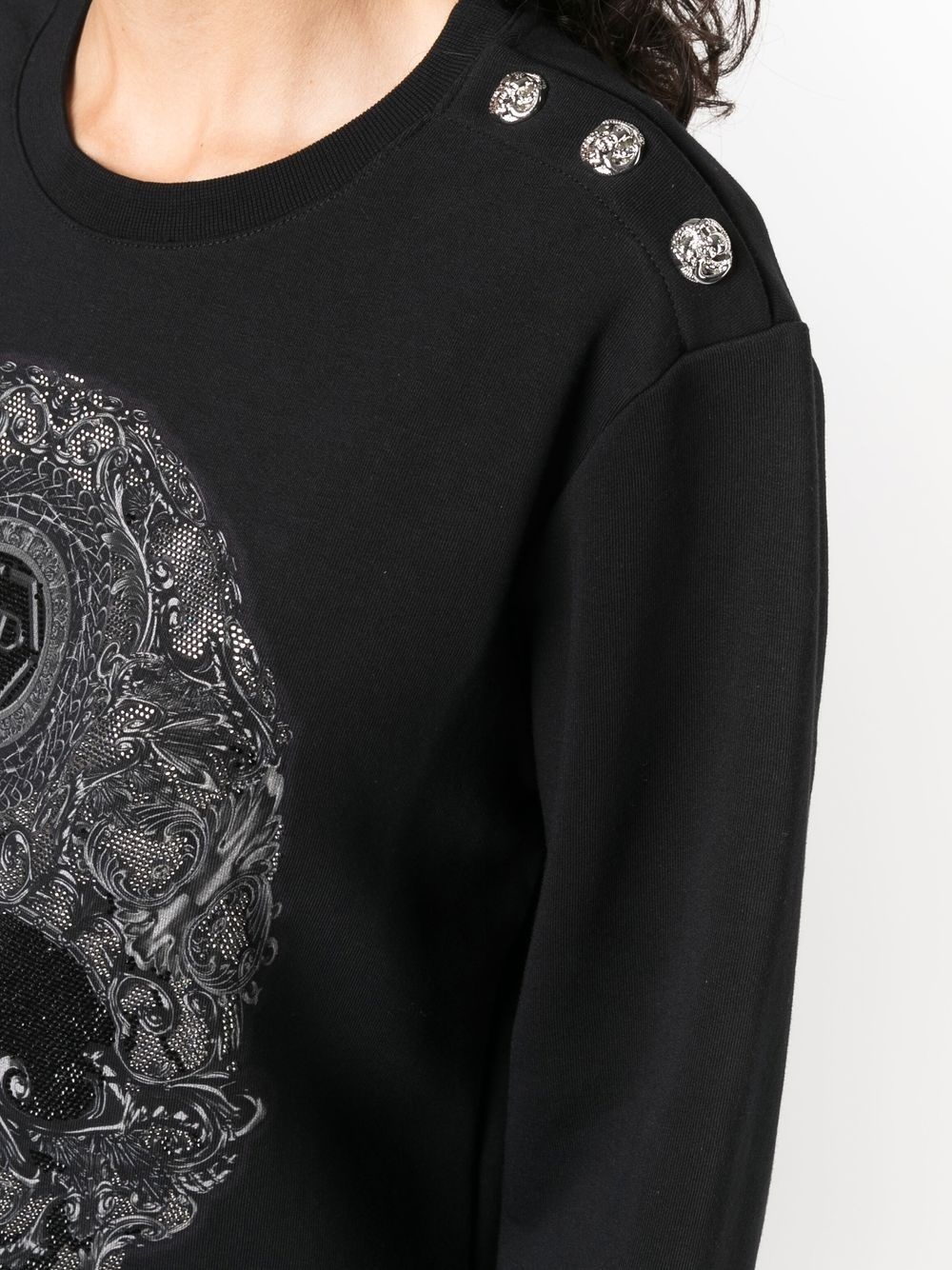 embroidered-skull crew neck sweatshirt - 5