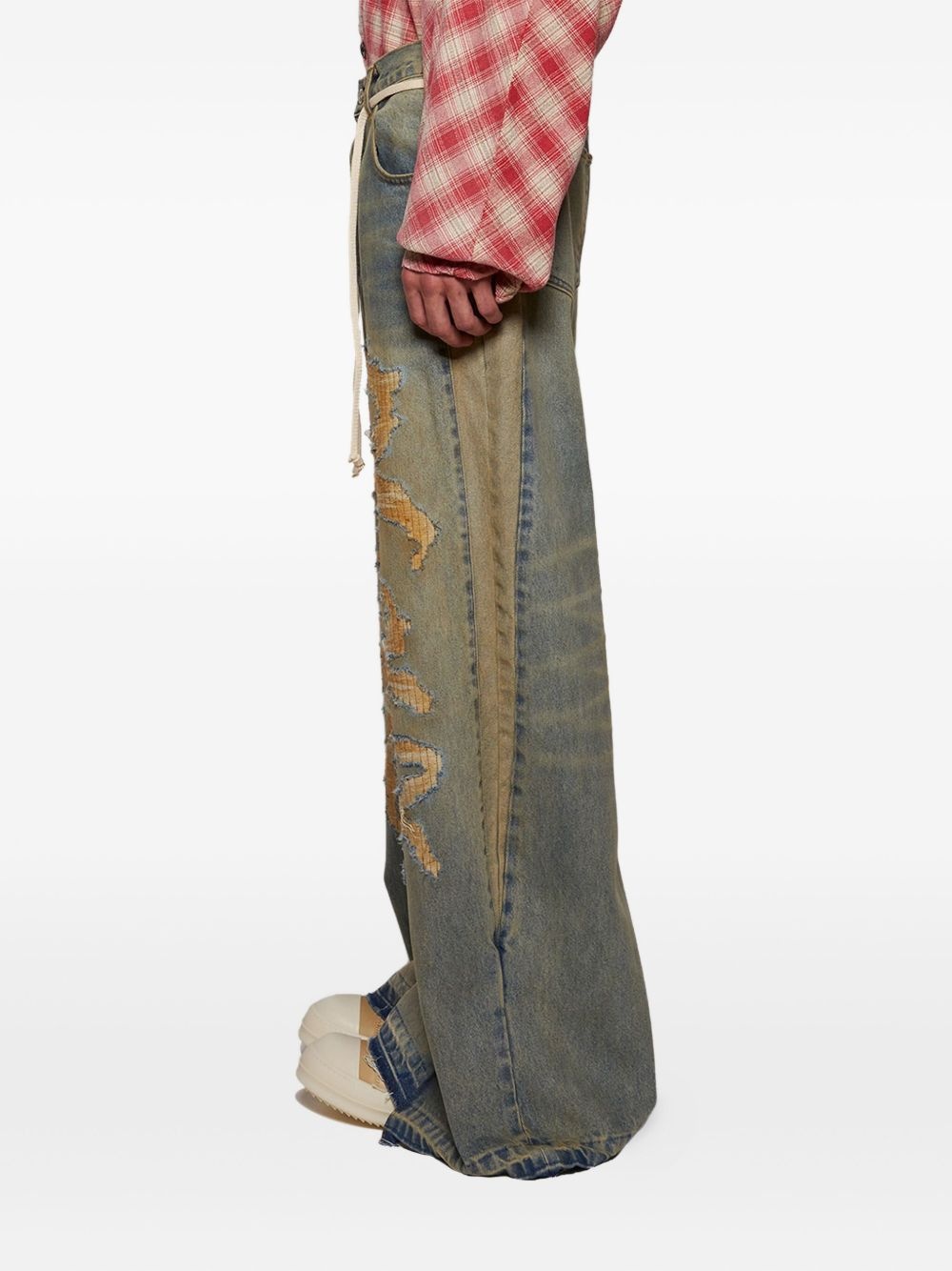 layered wide-leg jeans - 4