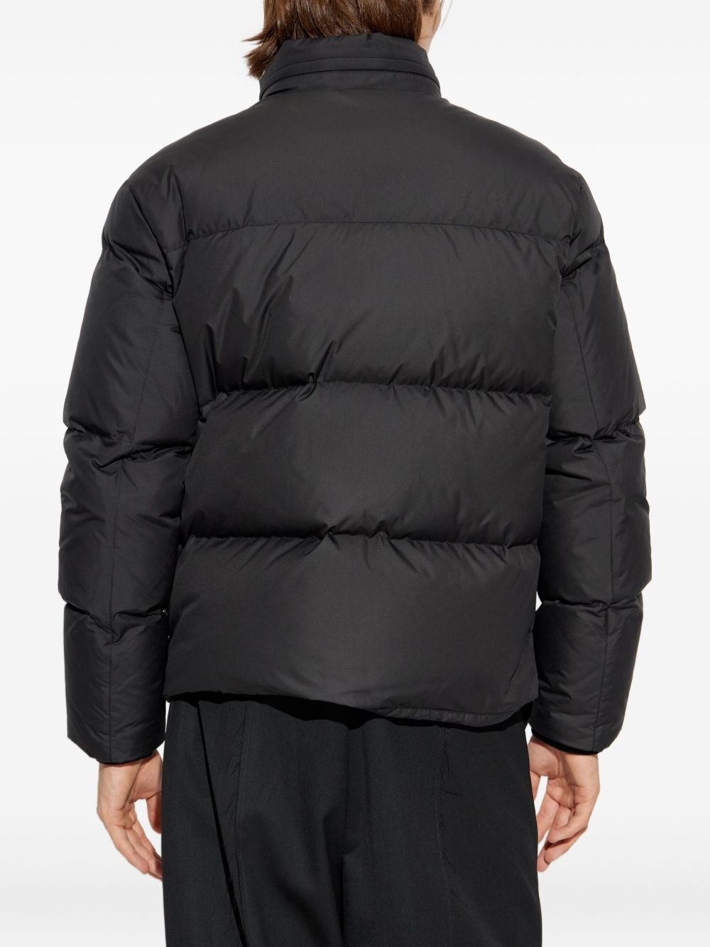 logo-embroidered quilted jacket - 4