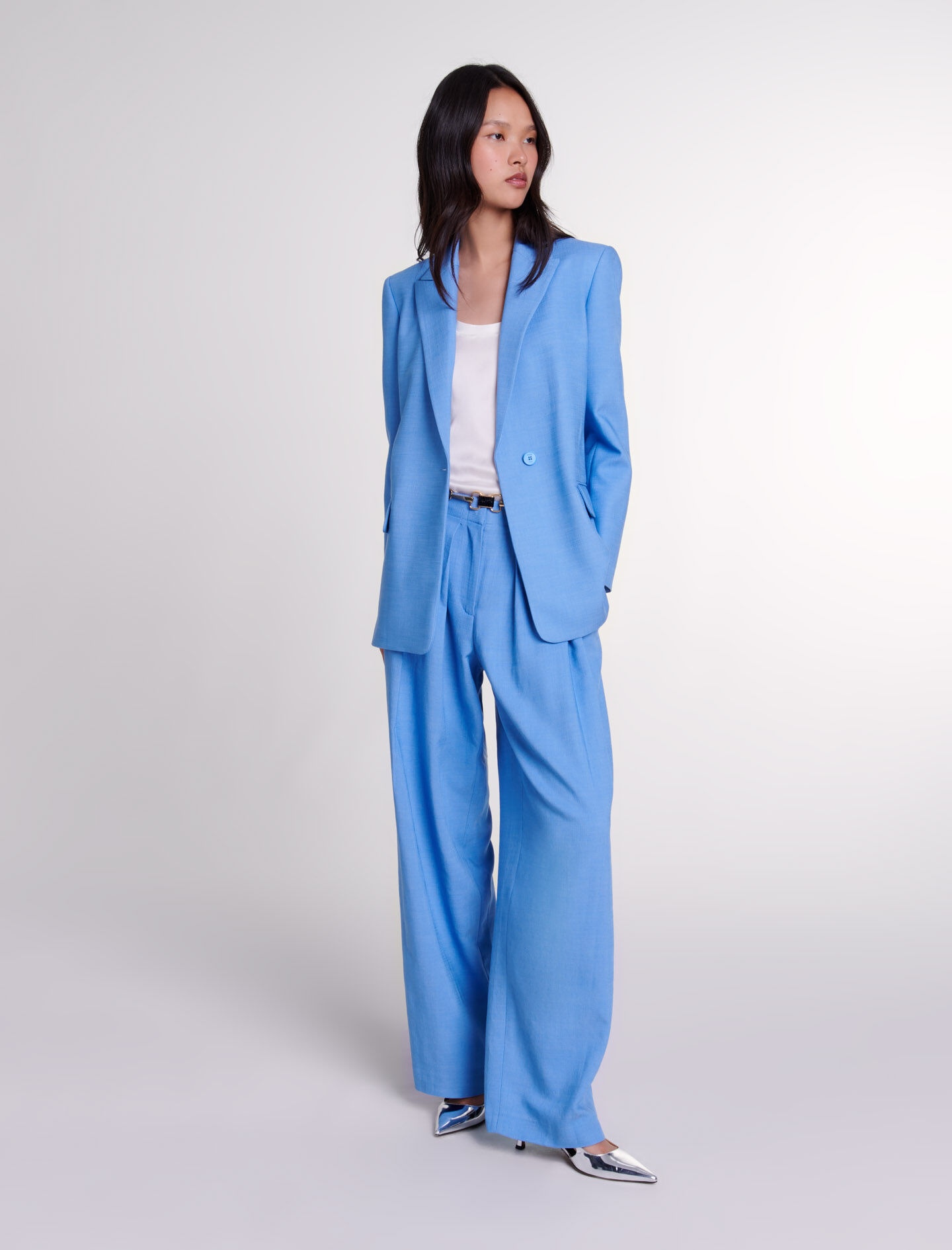 Wide-leg suit trousers with pleats - 9