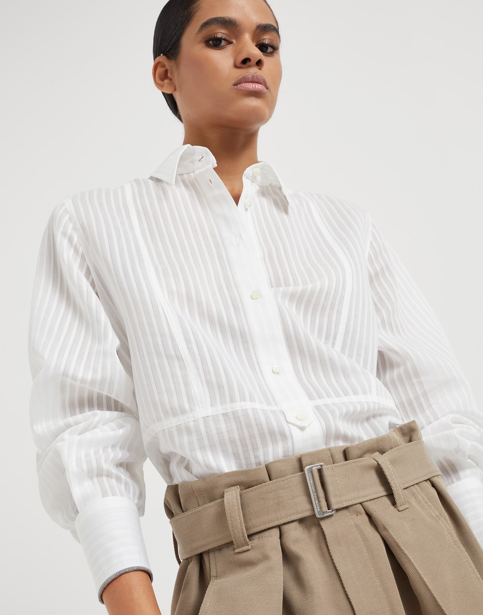 Cotton and wool cover paperbag Bermuda shorts - 3
