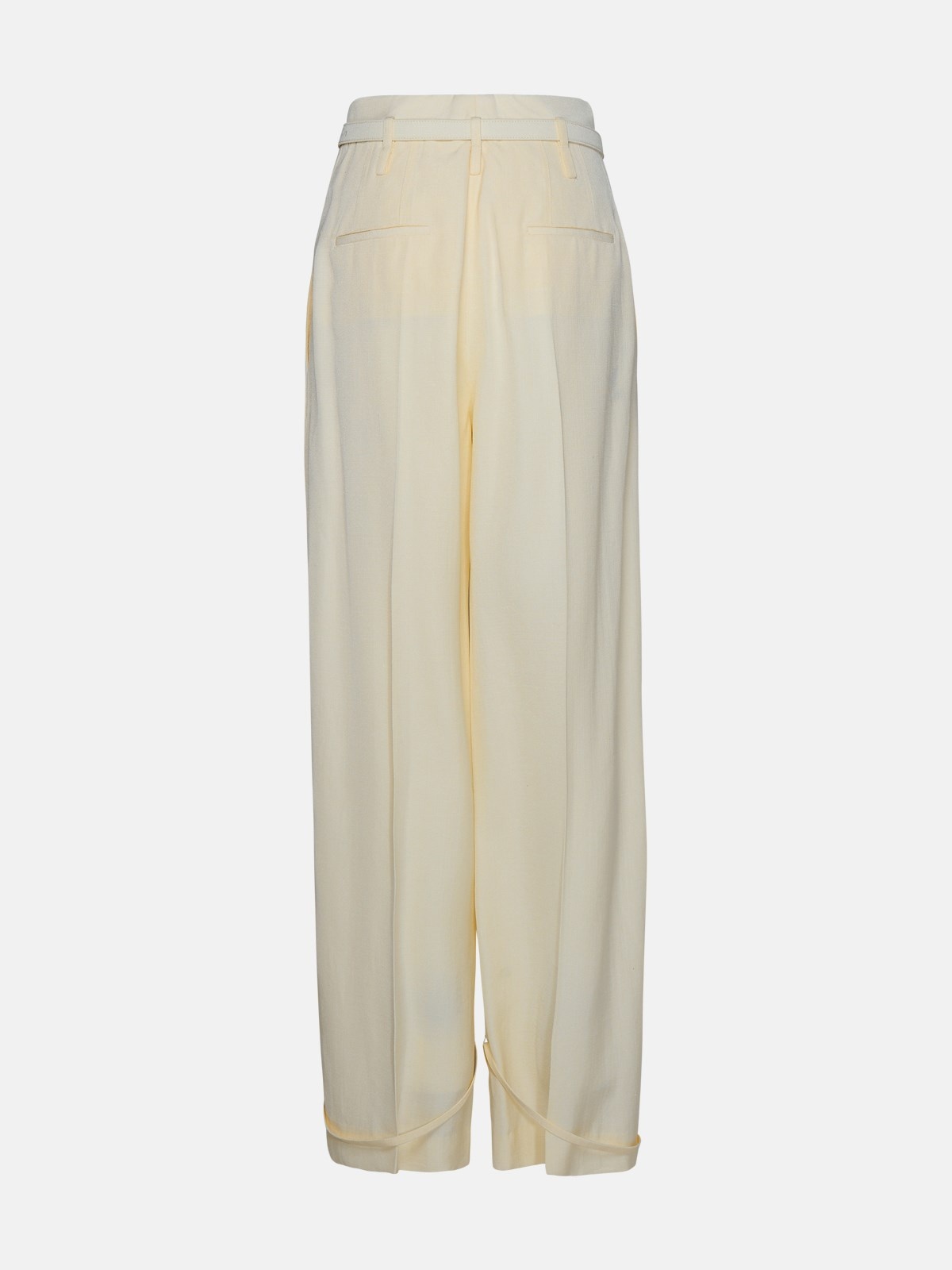 CREAM SILK BLEND TROUSERS - 3