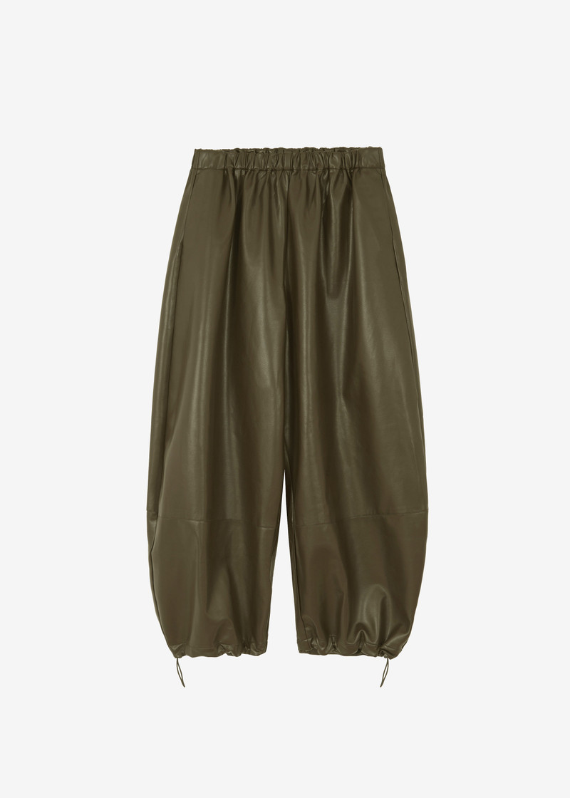 Briar Faux Leather Balloon Pants - Khaki 1