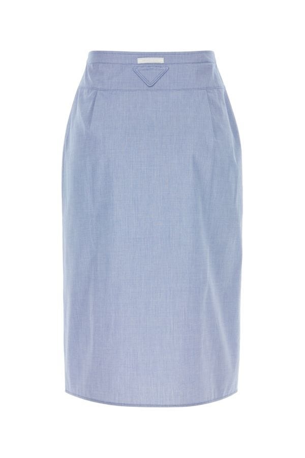 Prada Woman Light Blue Cotton Skirt - 2