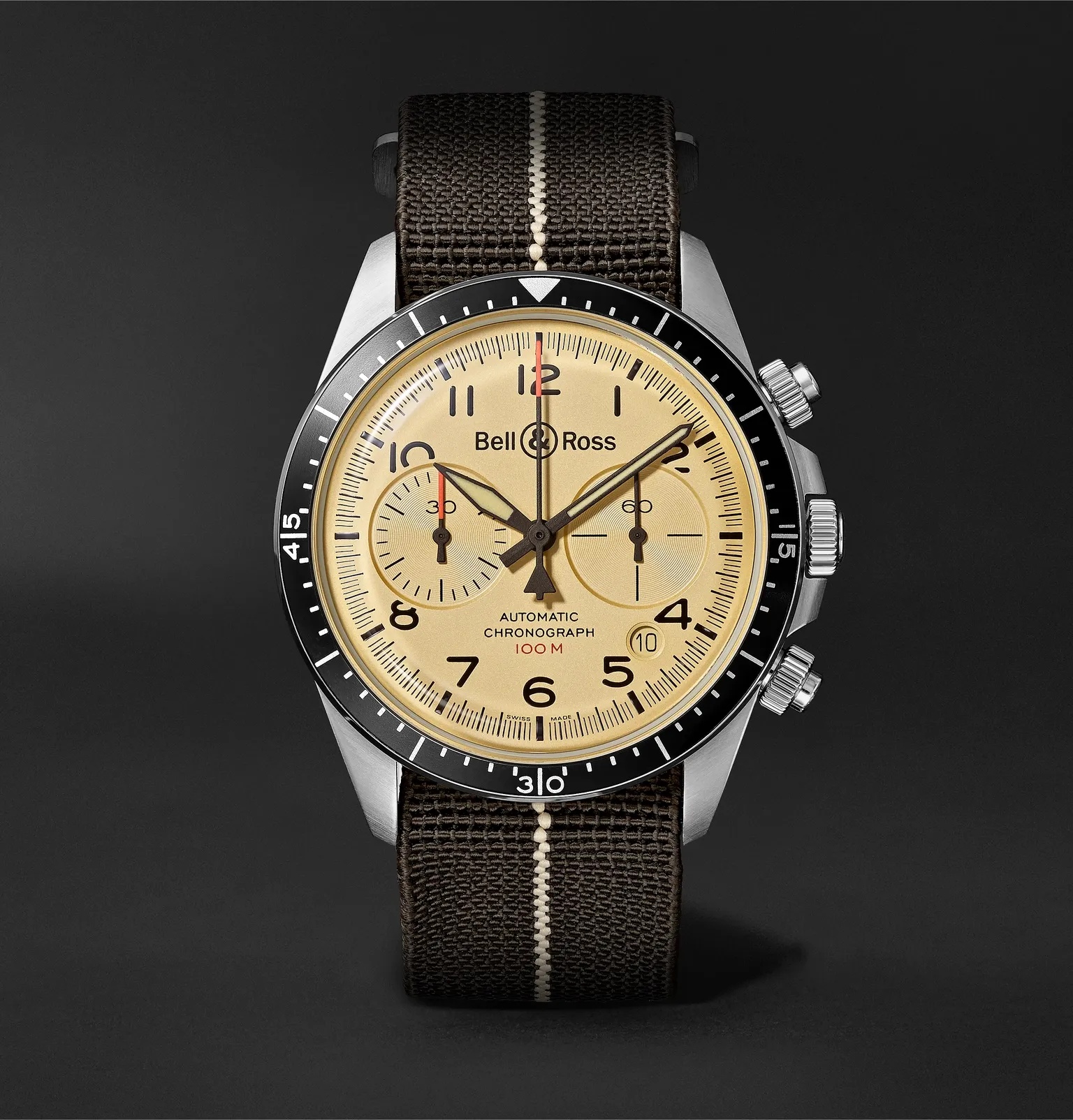 BR V2-94 Automatic Chronograph 41mm Stainless Steel and Canvas Watch, Ref. No. BRV294-BEI-ST/SF - 1