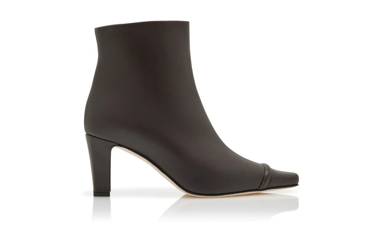 Dark Brown Calf Leather Ankle Boots - 1