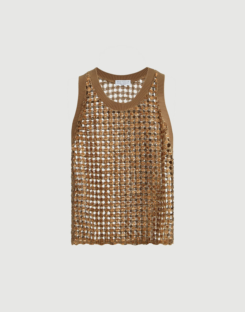 Dazzling net embroidery top in silk and linen 1