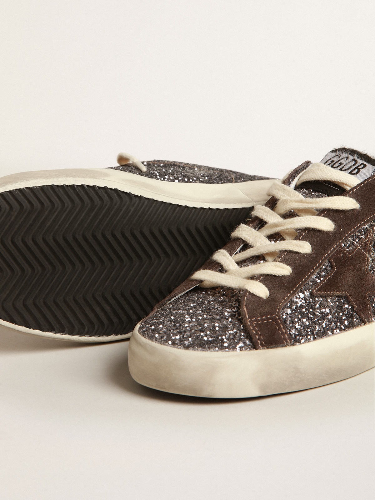 Super-Star with silver star and brown glitter heel tab