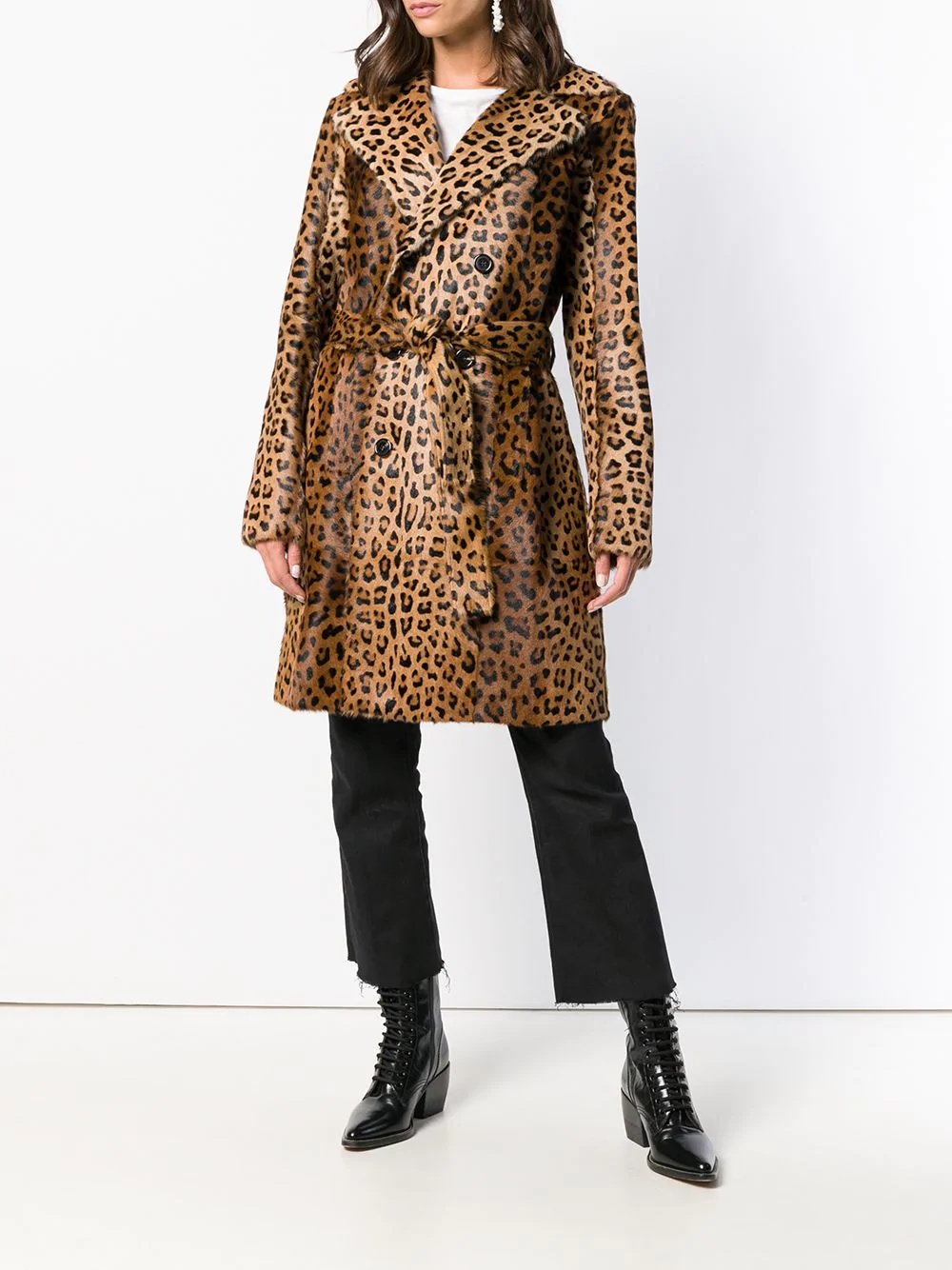 leopard print trench coat - 2