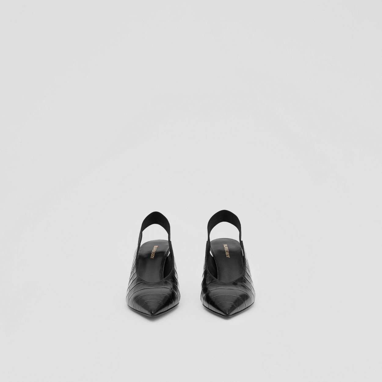 Embossed Leather Slingback Pumps - 4