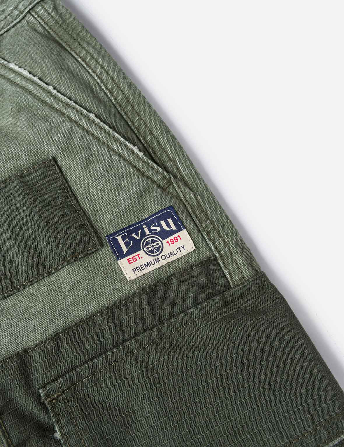 Dual Seagull Print Loose Fit Washed Woven Cargo Joggers - 7