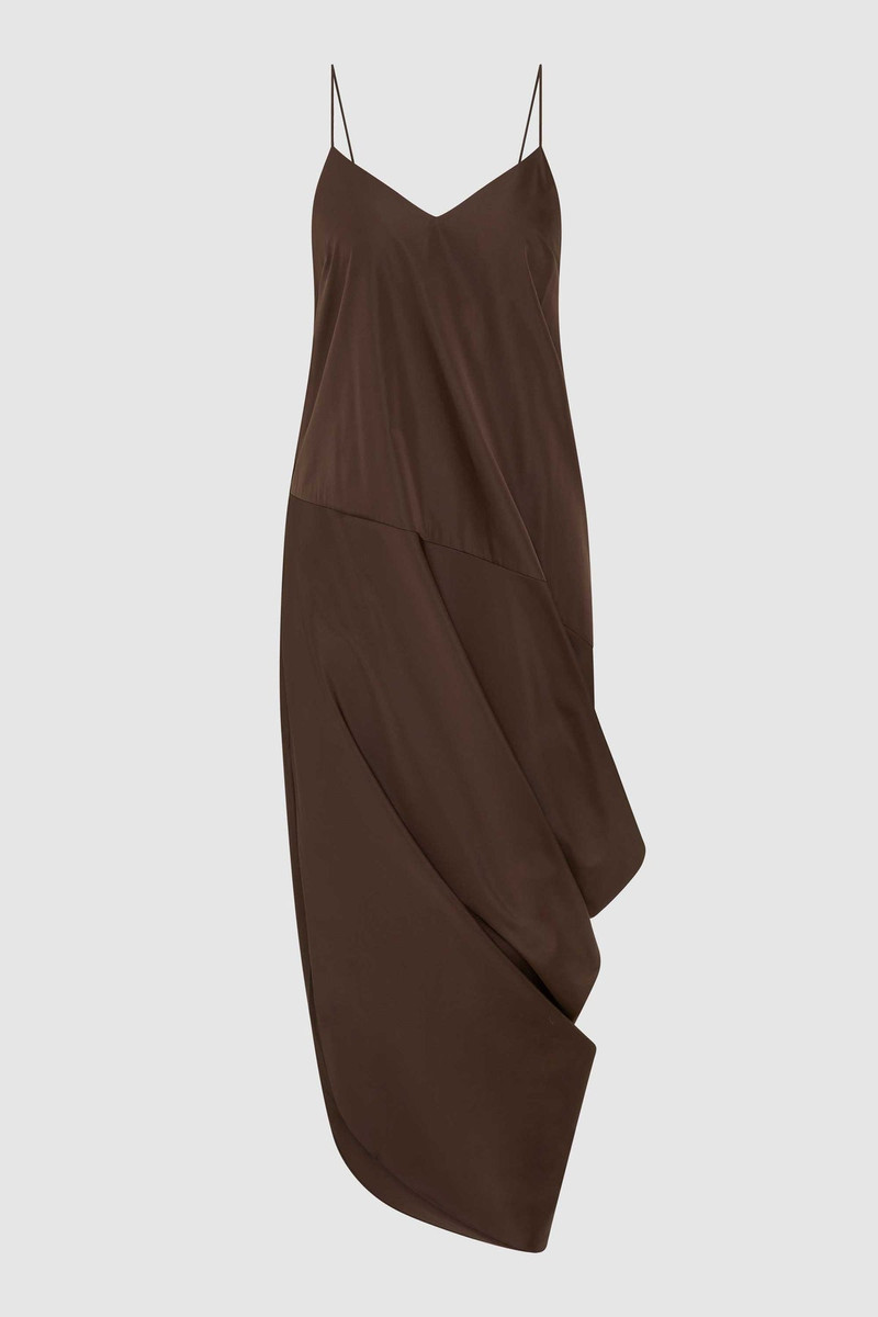 Paper Taffeta Drape Dress - Mocha 1
