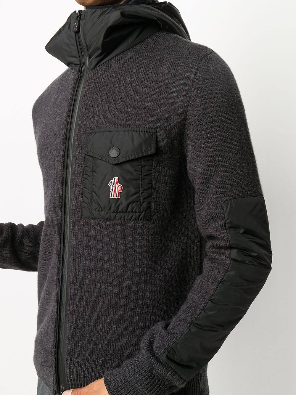 logo zipped hooded cardigan - 5