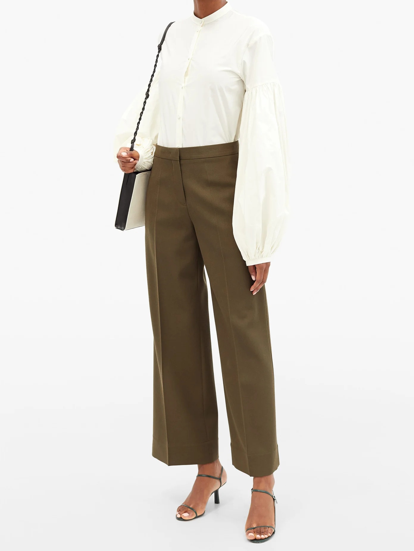 Pleated wool wide-leg trousers - 2