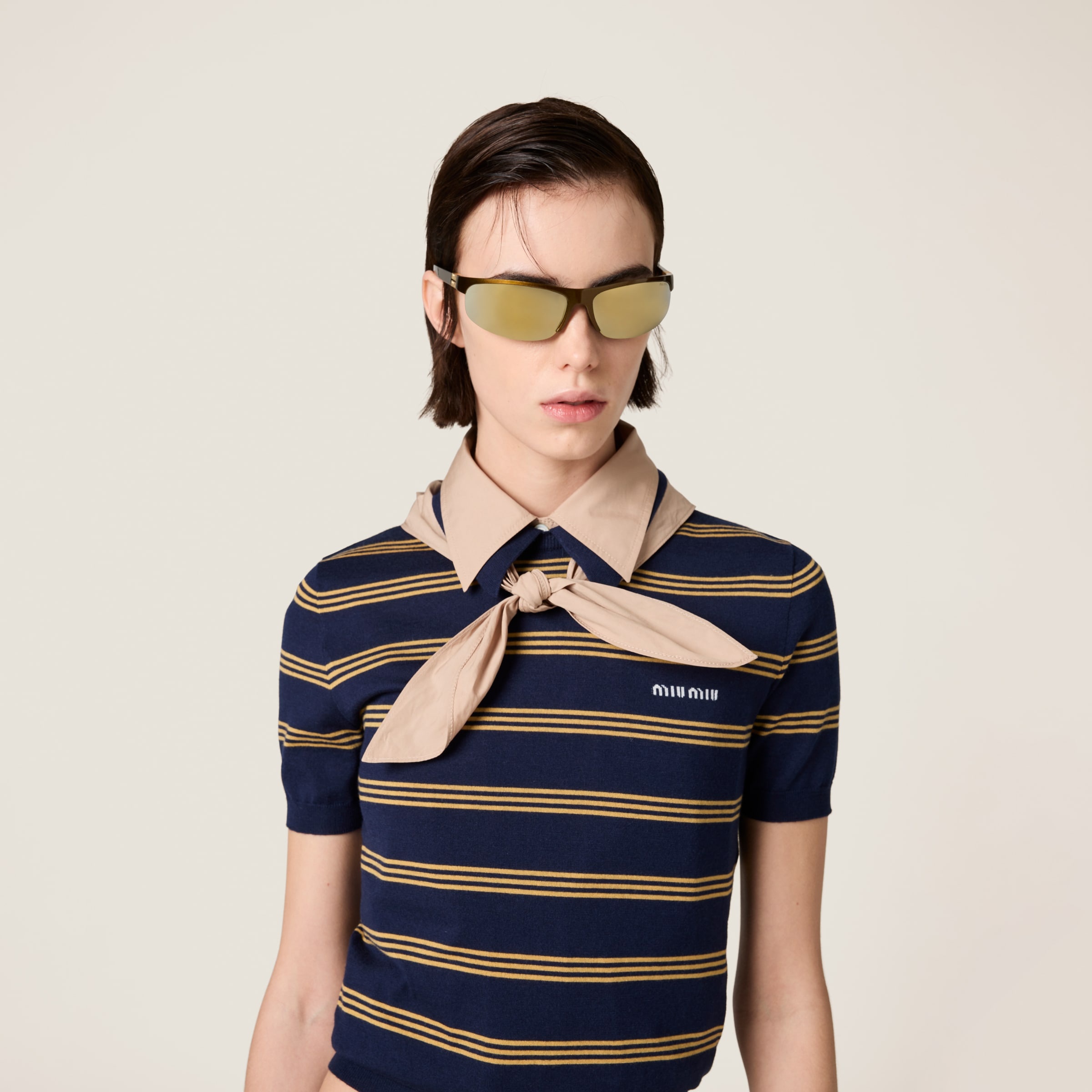 Striped cashmere and silk polo sweater - 4