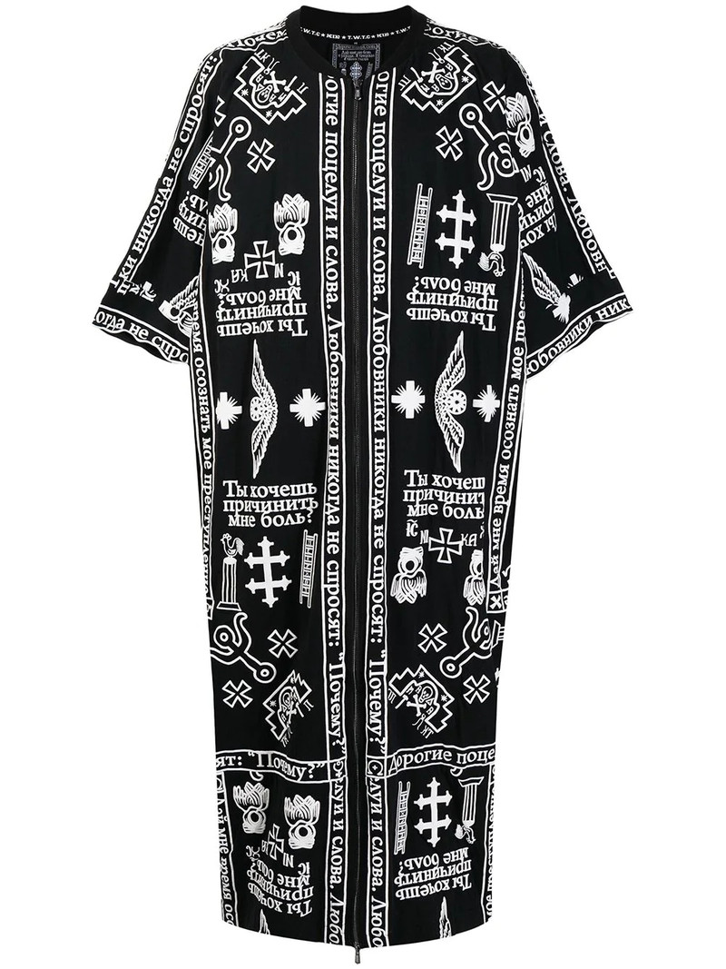 church print zipped kaftan 1