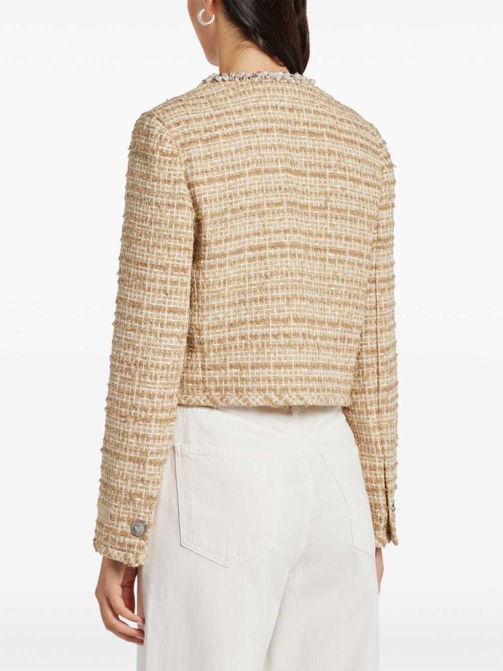 crystal-embellished tweed jacket - 4
