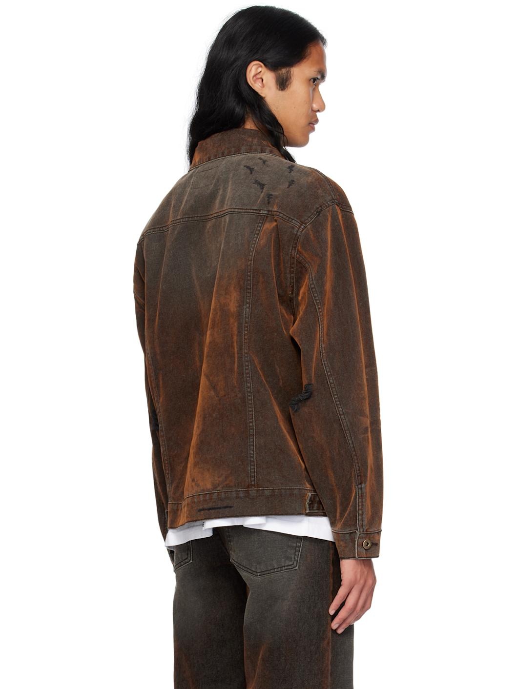 Brown Distressed Denim Jacket - 3