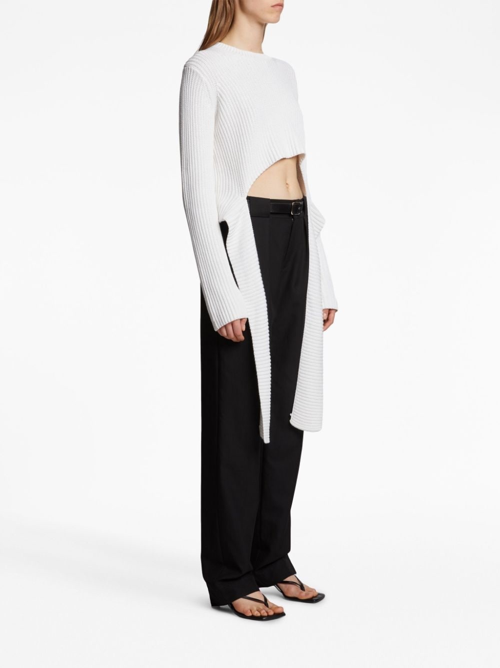 ribbed-knit wrap jumper - 3