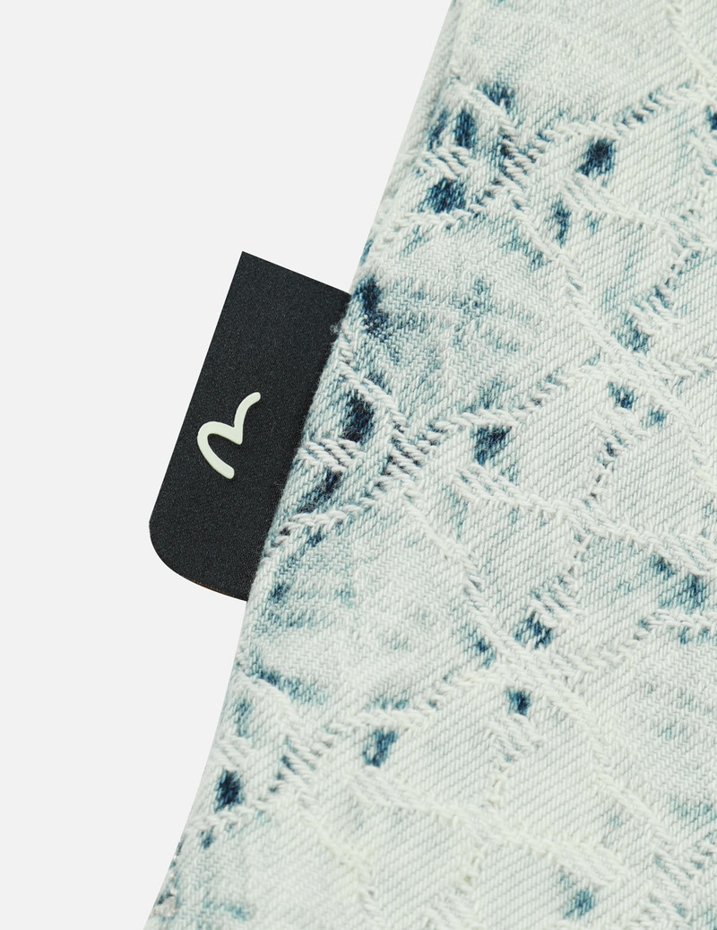 WASHED ALLOVER KAMON JACQUARD AND SEAGULL EMBROIDERY BOXY DENIM SHIRT 10