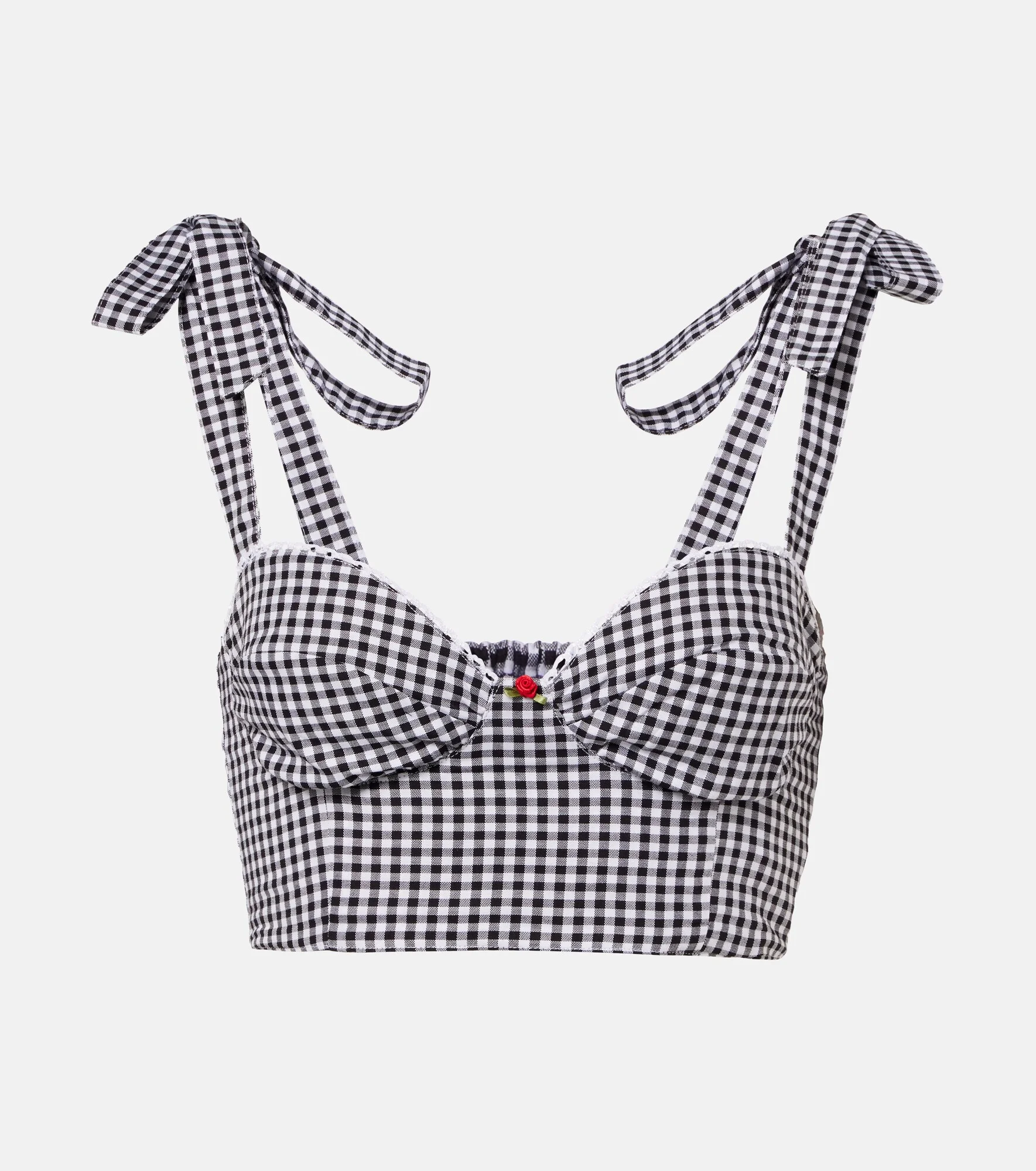 Alba gingham cotton poplin crop top - 1