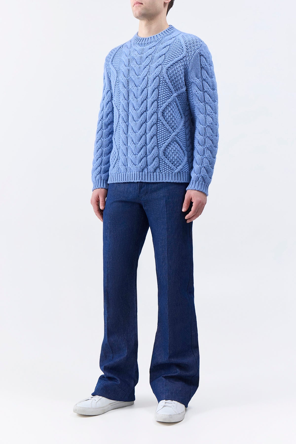 Geoffrey Knit Sweater in Light Blue Denim Cashmere - 7
