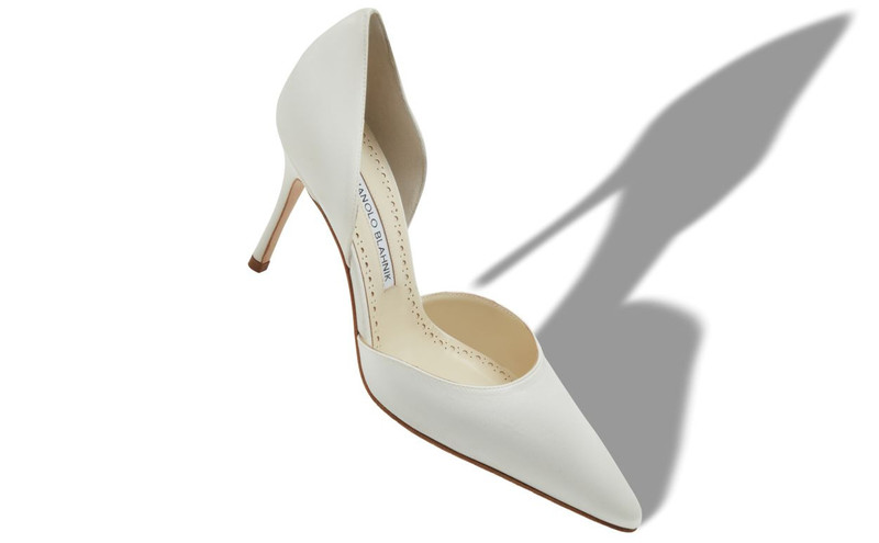 Manolo Blahnik Cream Satin D'Orsay Pumps outlook
