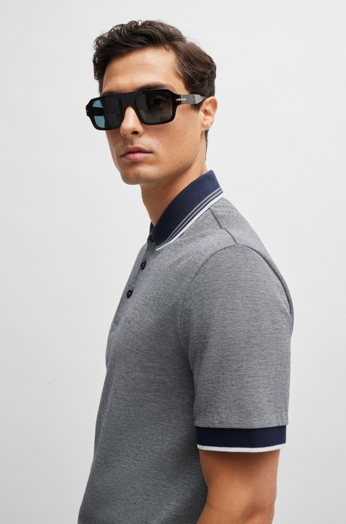 OXFORD-COTTON-PIQUÉ POLO SHIRT WITH LOGO DETAIL - 3