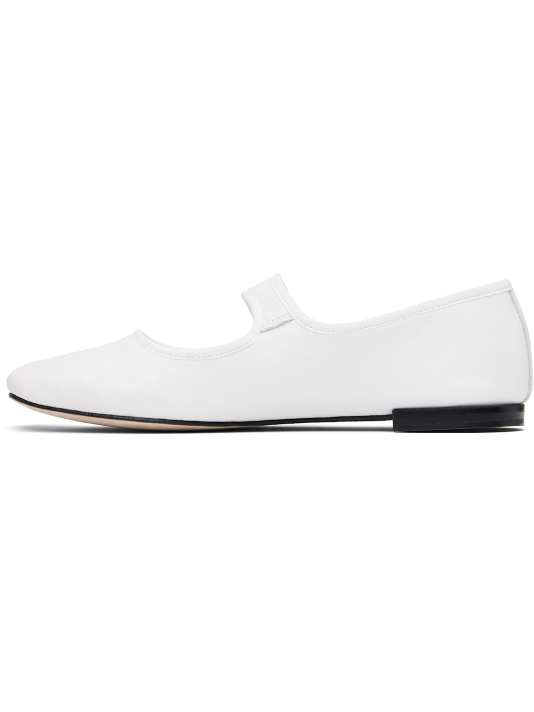 White Georgia Square-Toe Mary Jane Ballerina Flats - 3