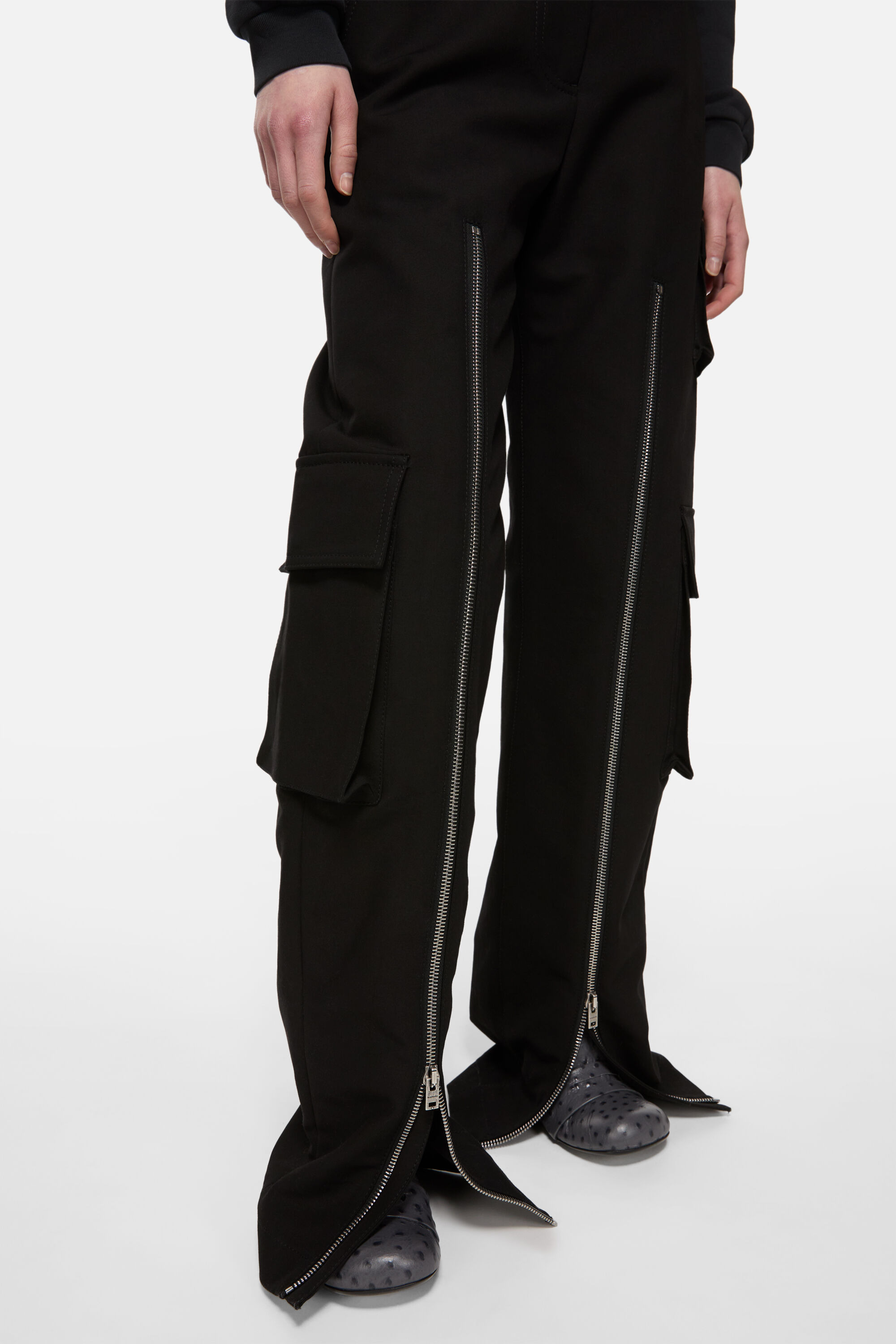 Layered satin trousers - Black - 4